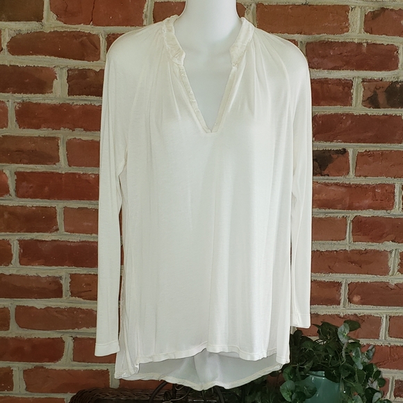 XCVI Velvet Silk Blend L/S Hi-Lo Tee Shirt Top NWT - Picture 2 of 8